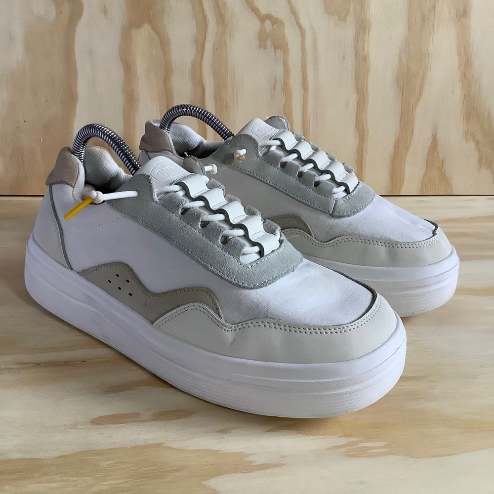 Hey Dude Hudson Lift Colorblock Cream Leather Platform Sneakers Womens 10 41307